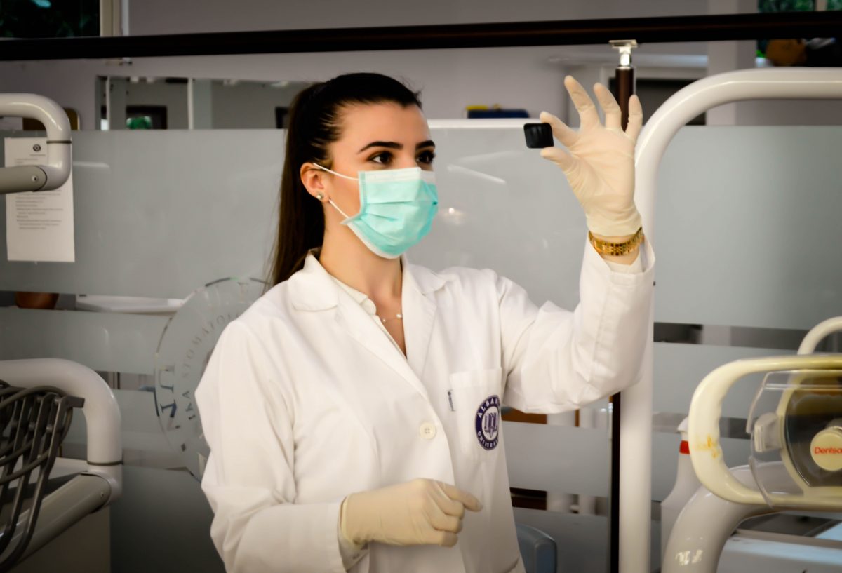 Girl inside a hospital laboratory