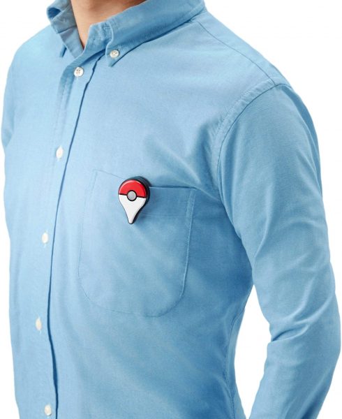 Pokemon Go Plus clipped onto a shirt pocket