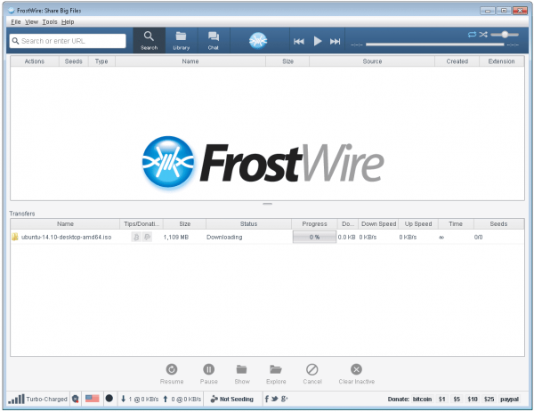 frostwire torrent client user interface