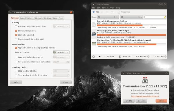 transmission torrent client user interface