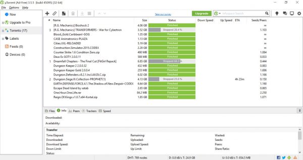 utorrent user interface