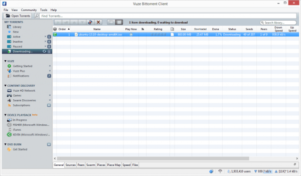 vuze torrent client user interface