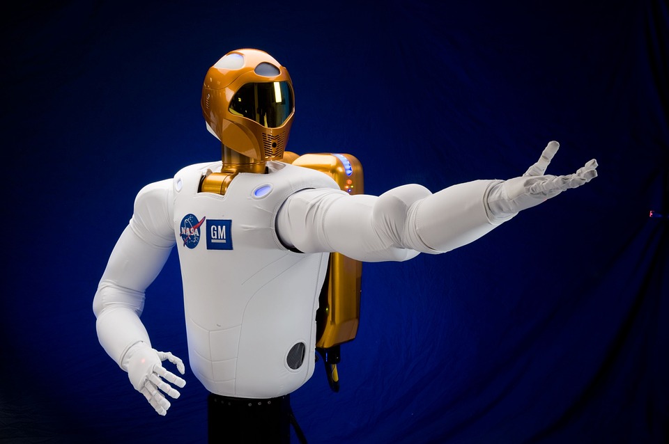 One of NASA’s Humanoid Robots shown with one arm extended