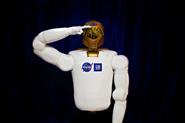 One of NASA’s Humanoid Robots shown doing a salute.