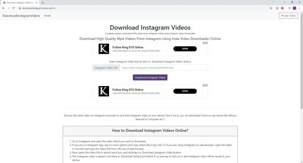 For a simple and straightforward design, try DownloadInstagramVideos.