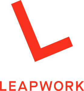 A logo of Leapwork