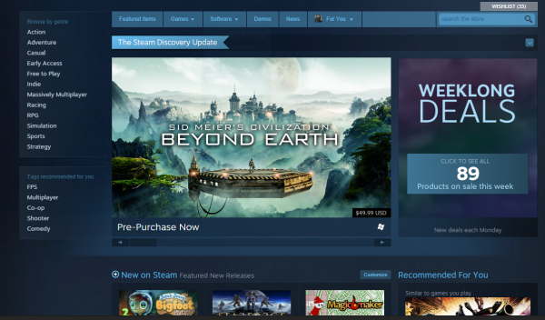 Steam’s startup UI.