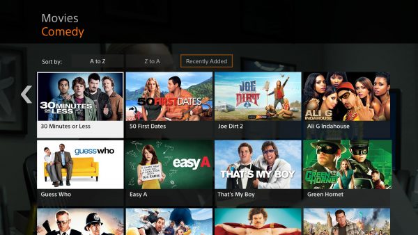 The interface for Sony Crackle