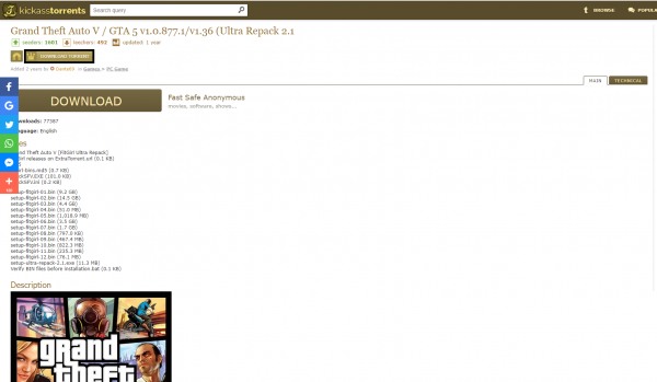 Inner page of a file in Kickass Torrents