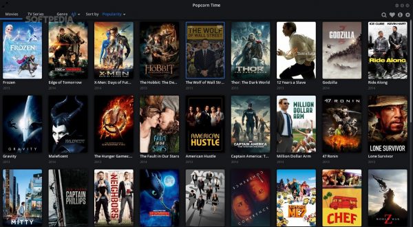 The interface for Popcorn Time.