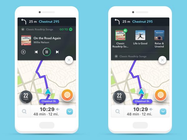 Waze’s Spotify integration for easier music playing.