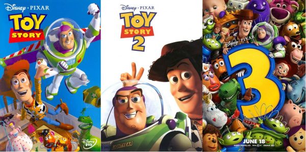 The official posters of the Toy Story trilogy.