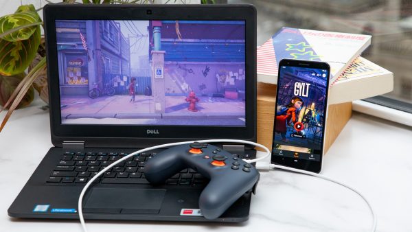 Playing games on PC with Google Stadia.