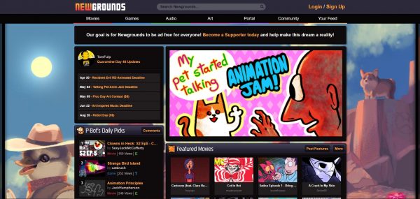 Newgrounds, a website where other content besides games are also distributed.