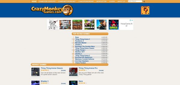 Crazy Monkey, a flash game website that helps designers.