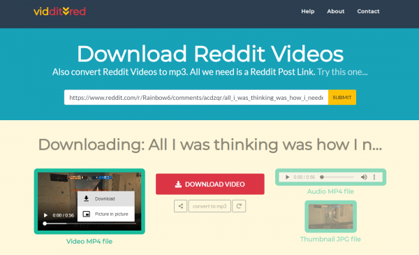 how to download videos from reddit by using viddit