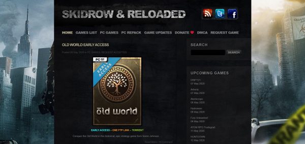 Skidrow&Reloaded, a game download site for PC games. It also has recent titles.