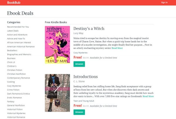 BookBub free kindle books