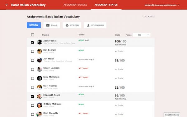 google classroom return assignment meaning