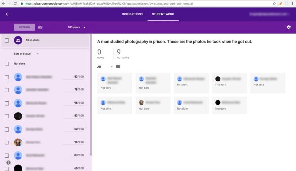 Google Classroom Student Work