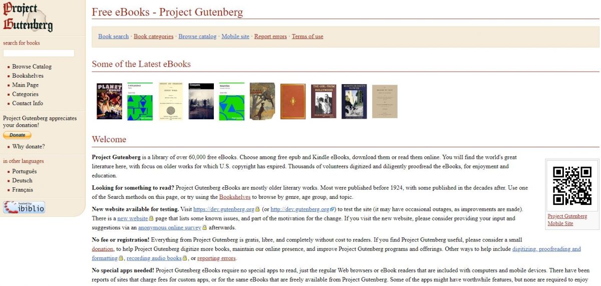 Project Gutenberg free kindle books