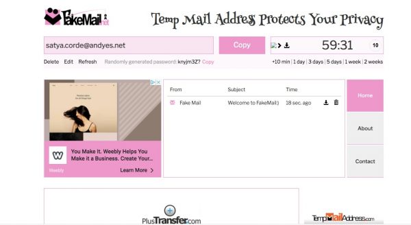 Fakemail.net, best disposable email