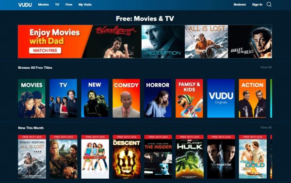 Vudu Movies on Us free movie streaming sites