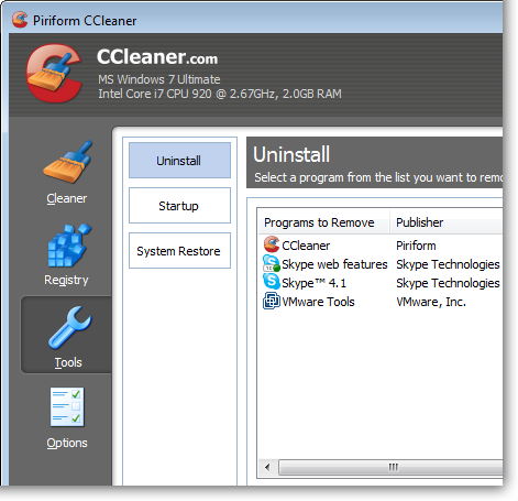 uninstall cccleaner