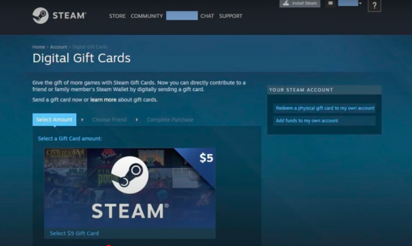 Gift Steam Wallet Funds Step 3