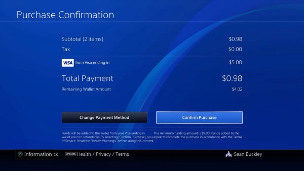 Credit Card PSN Wallet