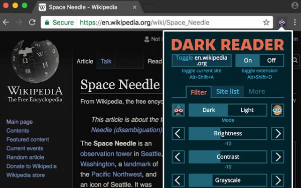 Extensiones de Chrome Dark Reader