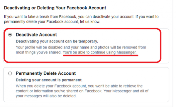 does deactivating fb deactivate messenger