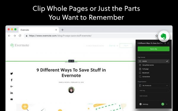 evernote web clipper chrome extension