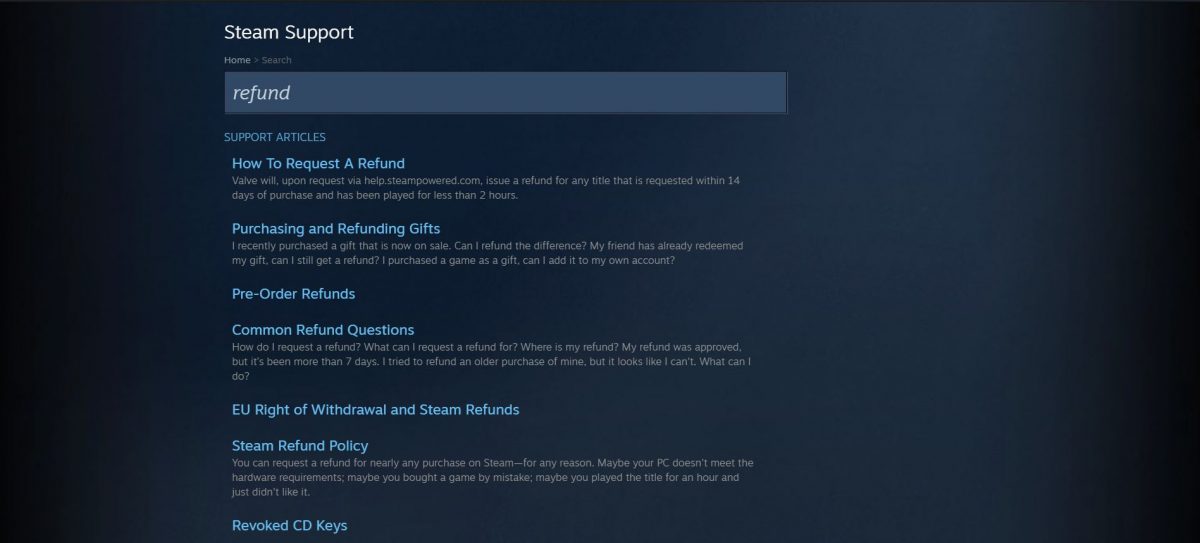 will steam refund games