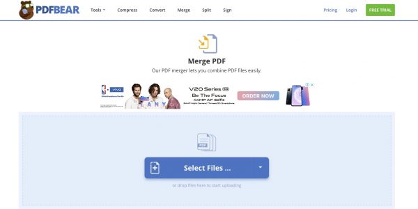 Merge PDF with PDFBear