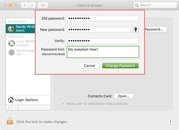 create password hint