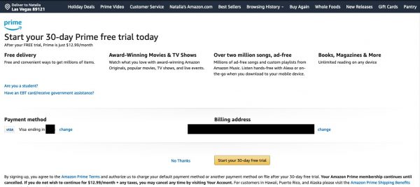 get 30 day free trial from amazon prime