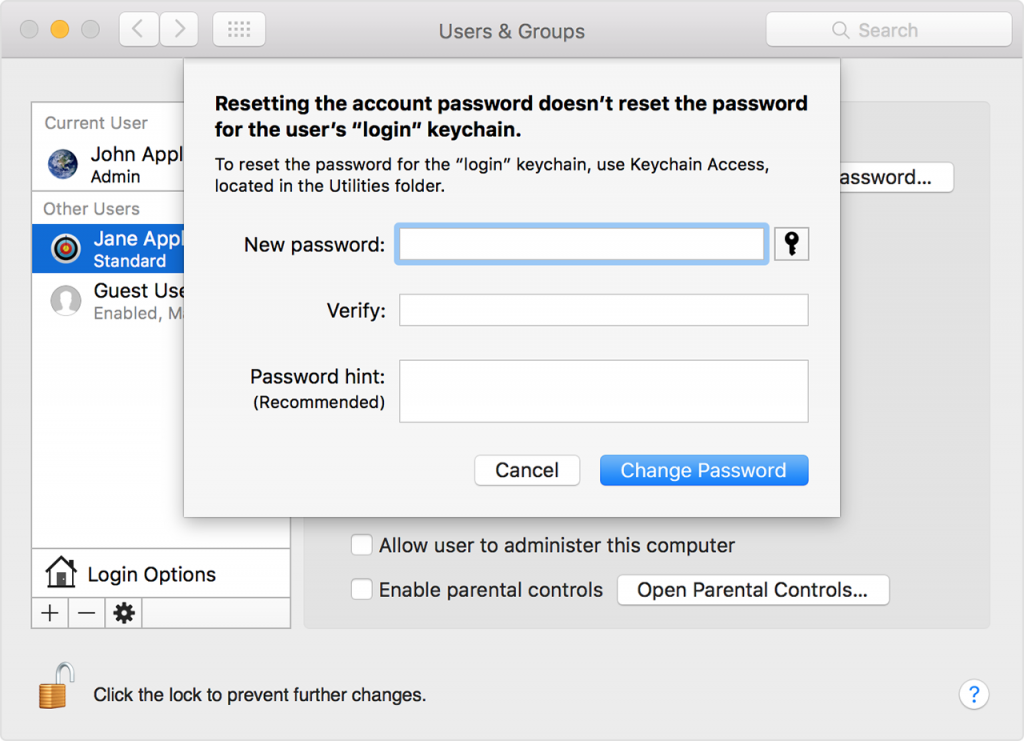 forgot mac admin password