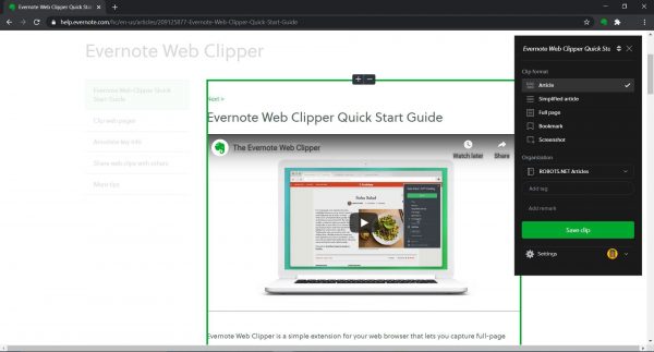 Evernote tutorial: clip web