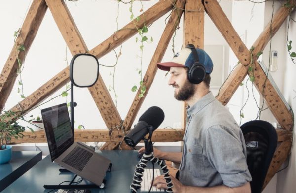 Computer and Microphones for Video Conferencing