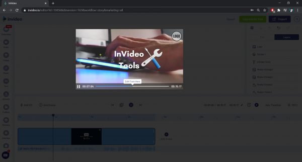 Sample playback preview in InVideo