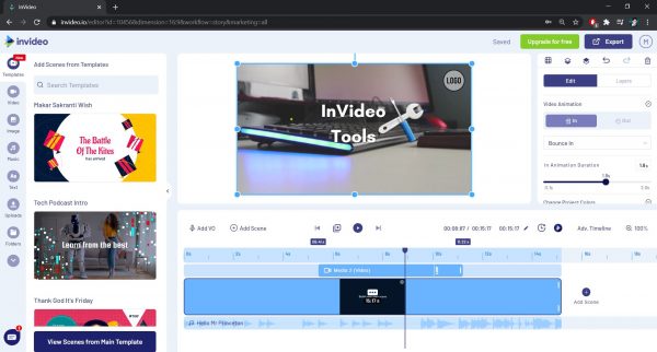 Video animation feature in InVideo