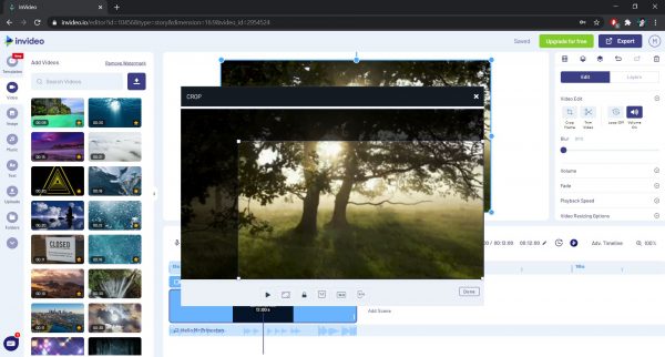 Crop frame option in InVideo