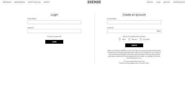 ssense account