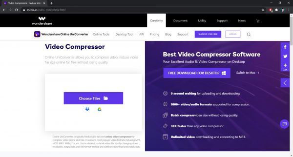 Wondershare Online Uniconverter Video Compressor