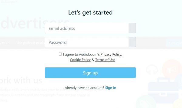 Audioboom Registration