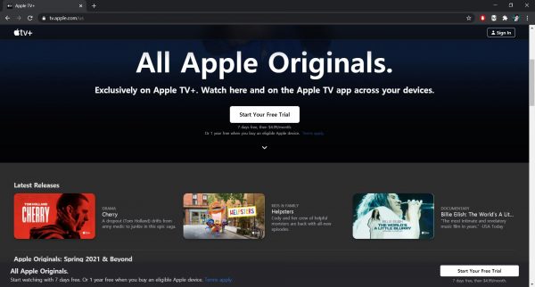 Apple TV Plus website