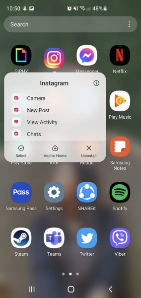 uninstalling Instagram app