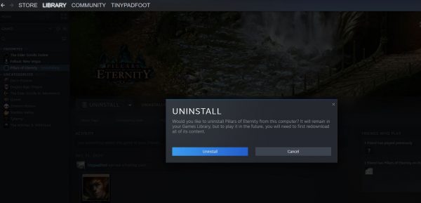 uninstall from Steam library