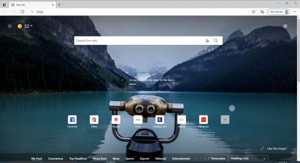 Microsoft edge start page